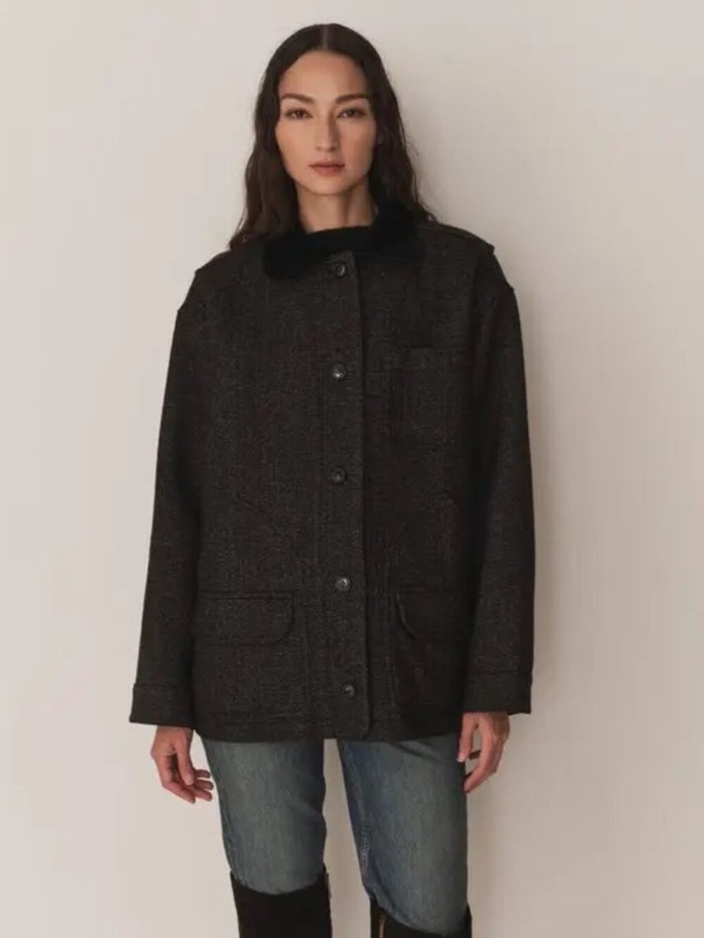 Dôen Pascual Jacket in Charcoal Herringbone